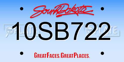 10SB722 South Dakota License Plate