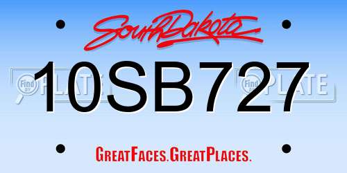 10SB727 South Dakota License Plate