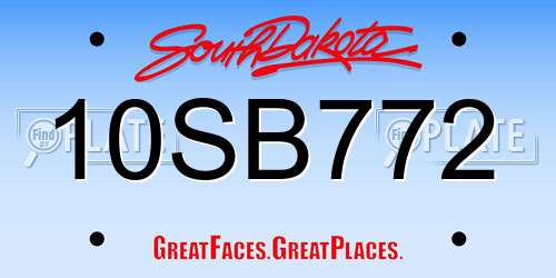 10SB772 South Dakota License Plate