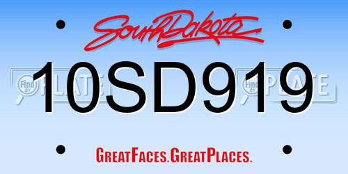 10SD919 South Dakota License Plate