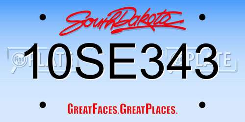 10SE343 South Dakota License Plate