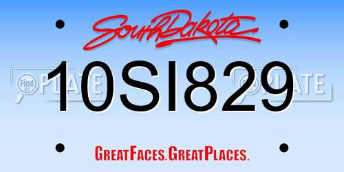 10SI829 South Dakota License Plate