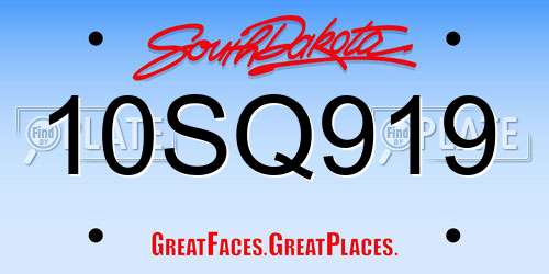 10SQ919 South Dakota License Plate