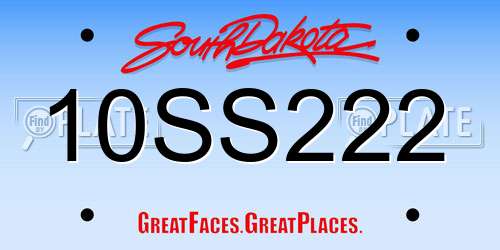 10SS222 South Dakota License Plate