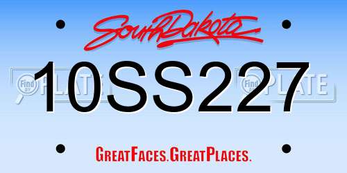 10SS227 South Dakota License Plate
