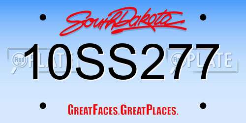 10SS277 South Dakota License Plate
