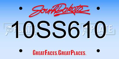 10SS610 South Dakota License Plate