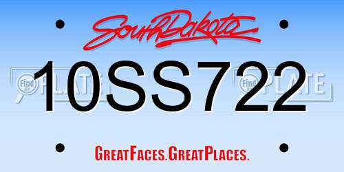 10SS722 South Dakota License Plate