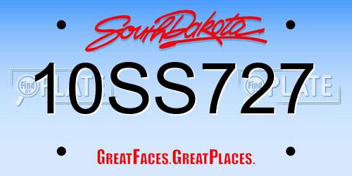 10SS727 South Dakota License Plate