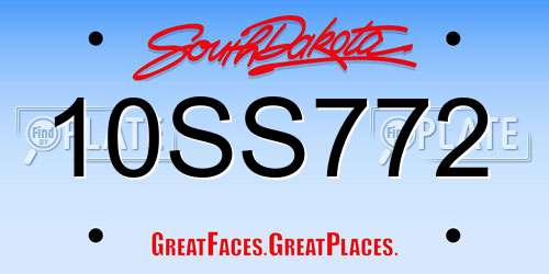 10SS772 South Dakota License Plate