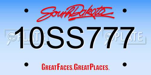 10SS777 South Dakota License Plate