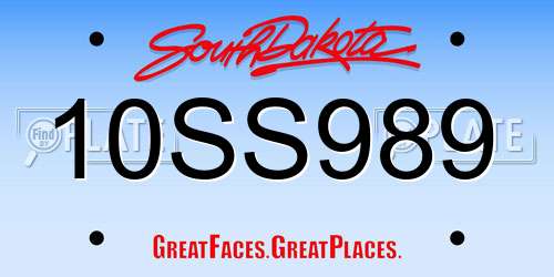 10SS989 South Dakota License Plate