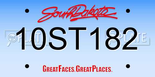 10ST182 South Dakota License Plate