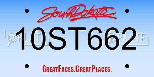 10ST662 South Dakota License Plate
