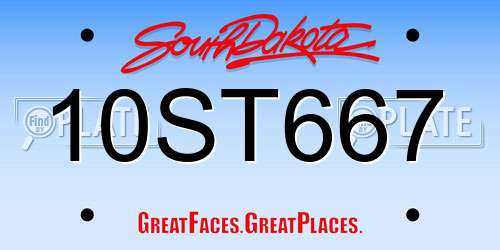10ST667 South Dakota License Plate