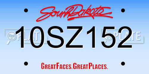 10SZ152 South Dakota License Plate