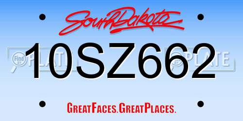 10SZ662 South Dakota License Plate