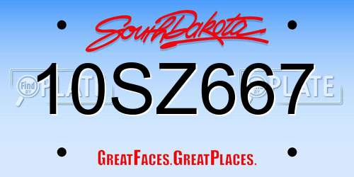 10SZ667 South Dakota License Plate
