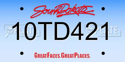 10TD421 South Dakota License Plate