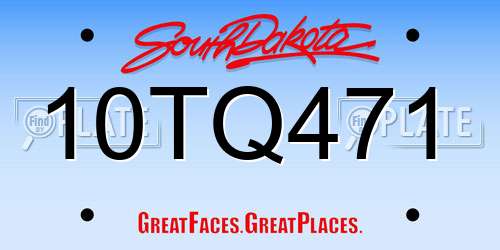 10TQ471 South Dakota License Plate