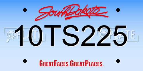 10TS225 South Dakota License Plate