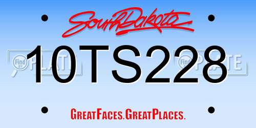 10TS228 South Dakota License Plate
