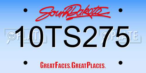 10TS275 South Dakota License Plate