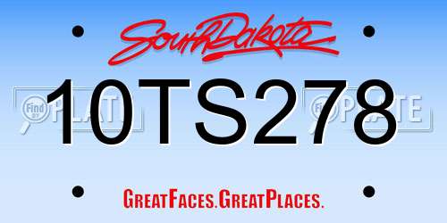 10TS278 South Dakota License Plate
