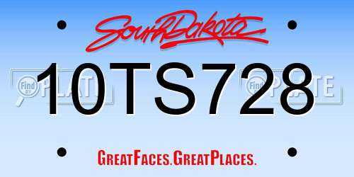 10TS728 South Dakota License Plate