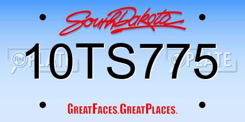 10TS775 South Dakota License Plate