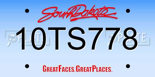 10TS778 South Dakota License Plate