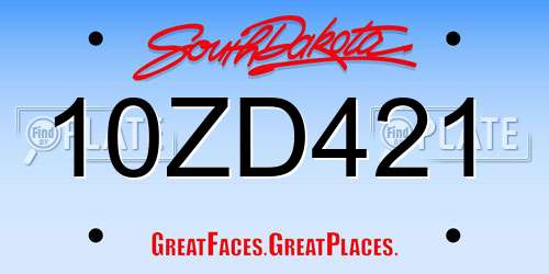 10ZD421 South Dakota License Plate
