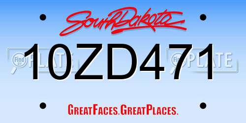 10ZD471 South Dakota License Plate