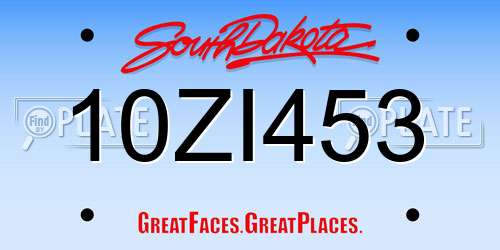 10ZI453 South Dakota License Plate