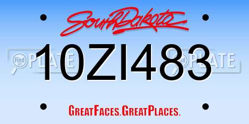 10ZI483 South Dakota License Plate