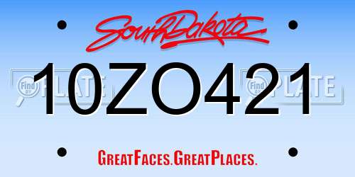 10ZO421 South Dakota License Plate