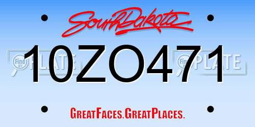 10ZO471 South Dakota License Plate