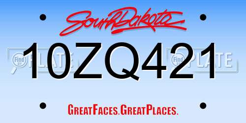 10ZQ421 South Dakota License Plate