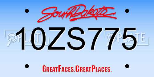 10ZS775 South Dakota License Plate