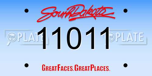 11011 South Dakota License Plate