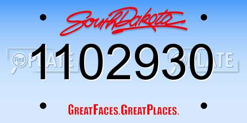 1102930 South Dakota License Plate