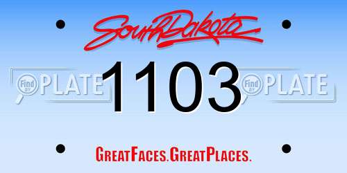 1103 South Dakota License Plate