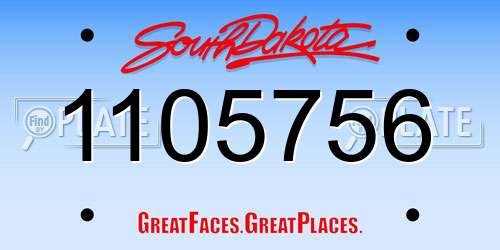 1105756 South Dakota License Plate