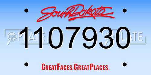 1107930 South Dakota License Plate