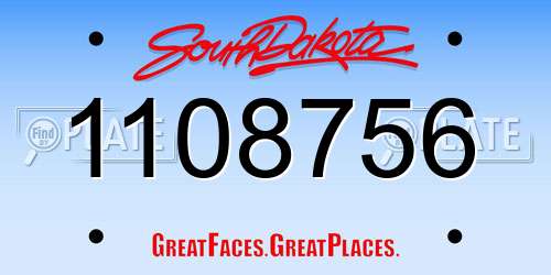1108756 South Dakota License Plate