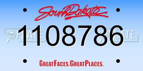 1108786 South Dakota License Plate