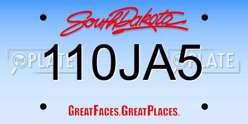 110JA5 South Dakota License Plate