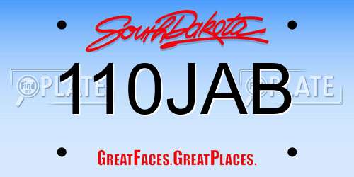 110JAB South Dakota License Plate