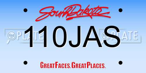 110JAS South Dakota License Plate