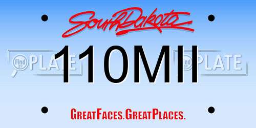 110MII South Dakota License Plate